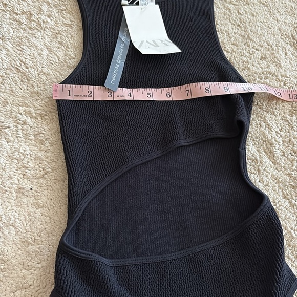 New Zara Ribbed Stretch Knit Cutout Front Bodysuit Black Size M/L - Picture 8 of 12